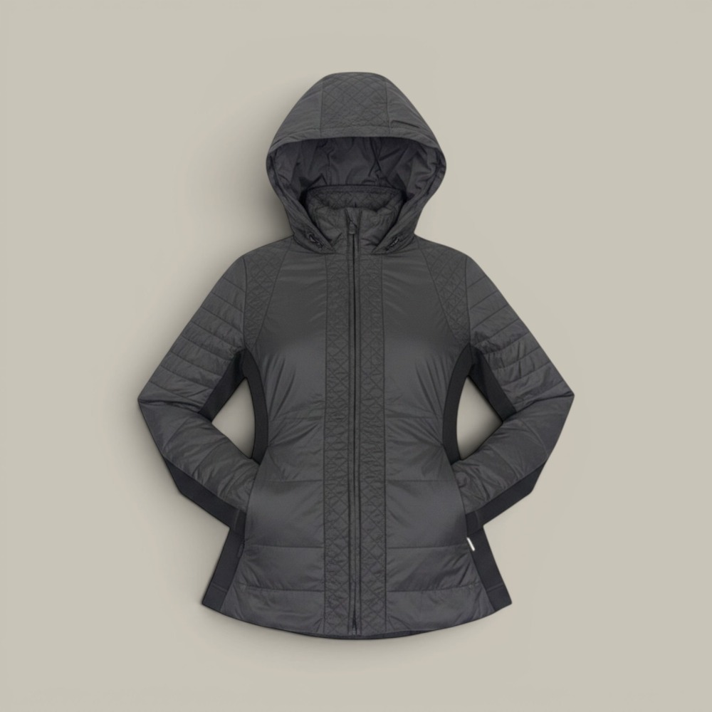 Champion Tech‎ Hooded Jacket S Black Venture Dry Quilted Layer Hybrid Activewear